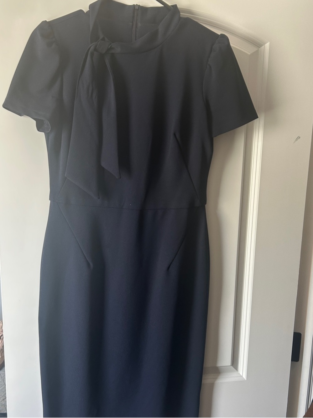 Maggy London Navy Tie-Neck Midi Dress